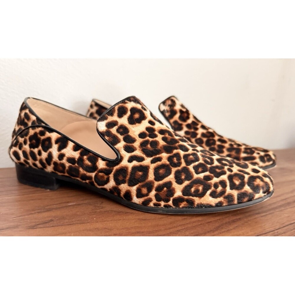 Clarks Pure Viola Leopard Print Loafer Women Size 7.5 M Fur Leather Flat Shoes